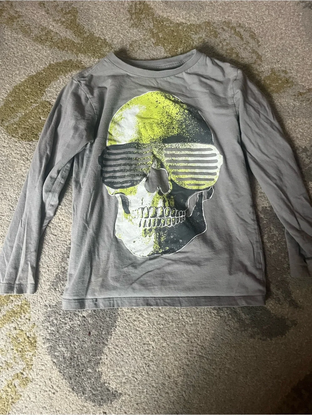 The Children's Place Gray Long-Sleeve Tee with Neon Yellow Skull